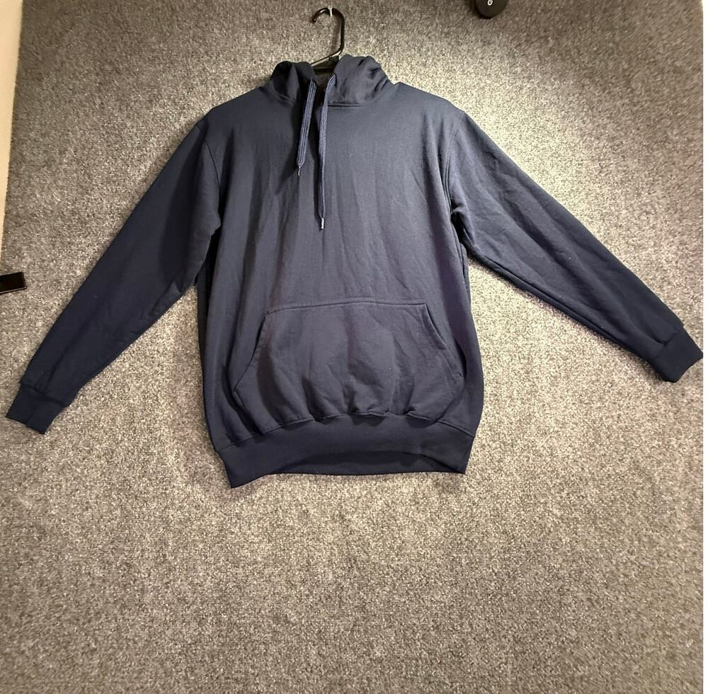 Lux Premiums Men's Navy Blue Solid Pullover Fleece Hoodie Size Medium